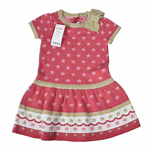 NWT‎ Gymboree Sweater Dress Pink Gold Sparkly  Knit Size 18-24M - Picture 1 of 7